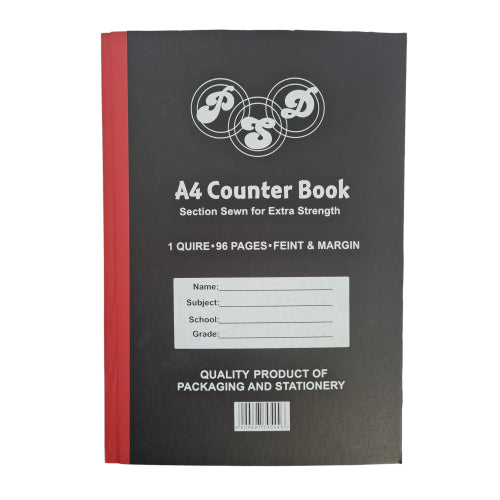 1 Quire Feint & Margin Book – 96 Page Hardcover Exercise Book (A4)