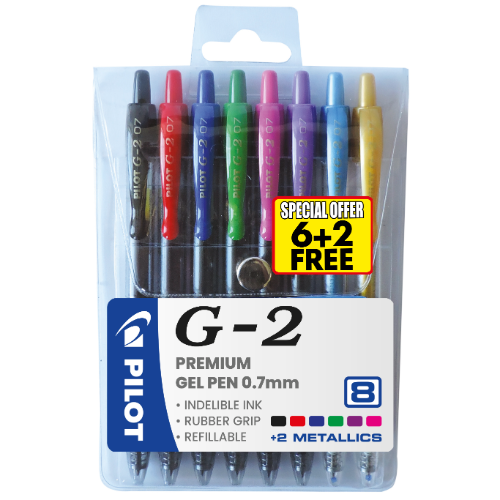 PILOT G2-7 METALLIC PACK 8