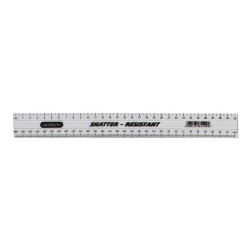 Marlin Clear Shatterproof Ruler 30cm