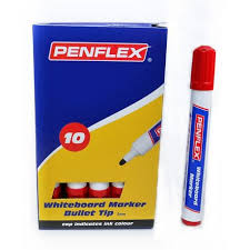 PENFLEX WHITEBOARD MARKERS RED BOX 10S