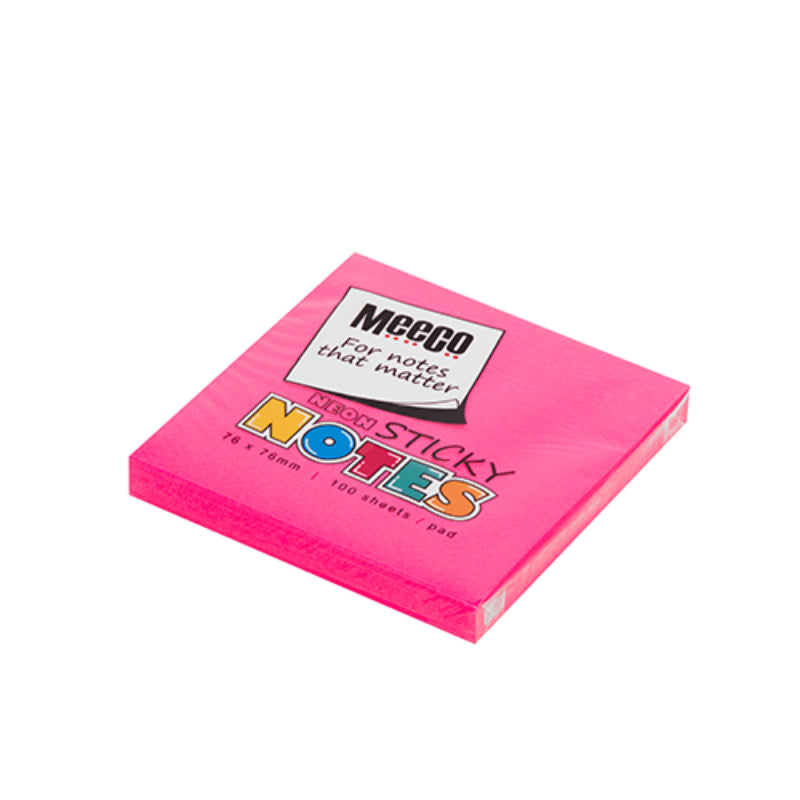 Meeco Neon Sticky Notes 76x76 100s