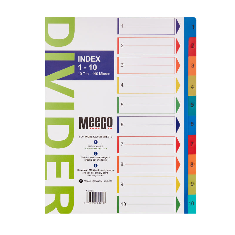 Meeco 1-10 Dividers Pvc