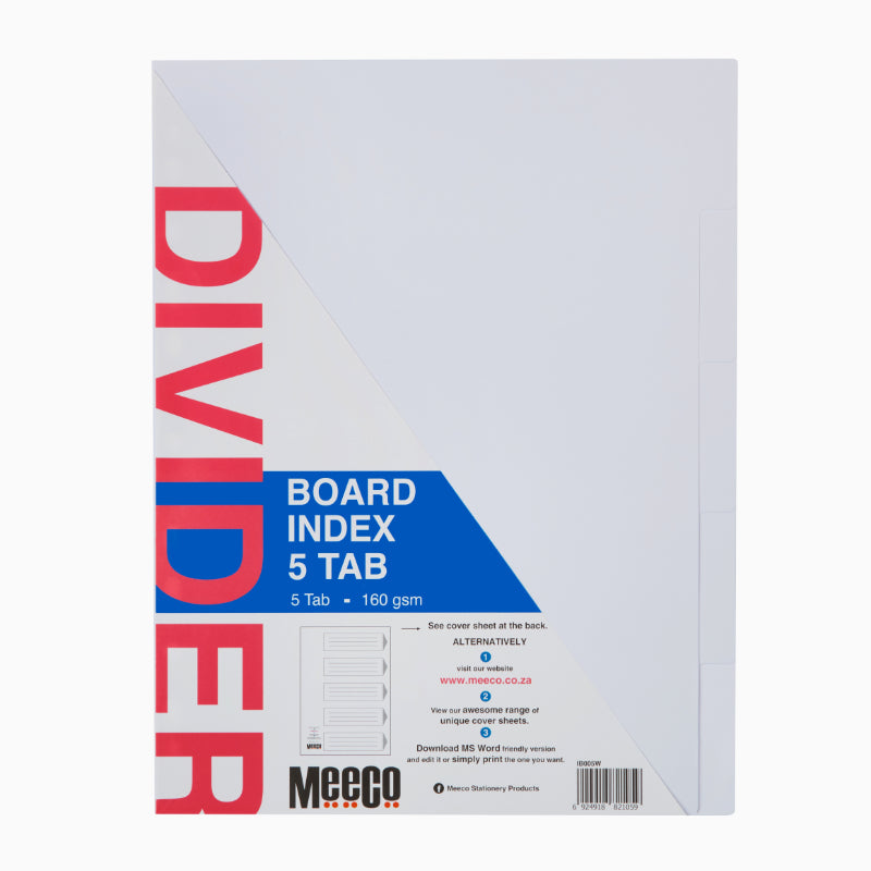 Meeco 5 Tab Board Dividers White
