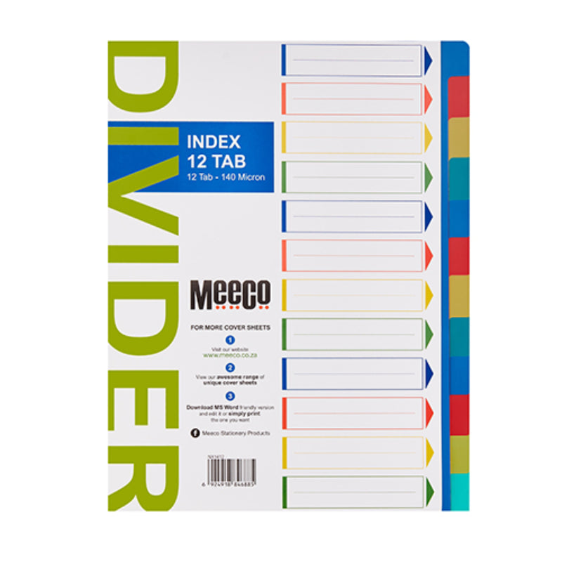 Meeco 12 Tab Dividers Pvc