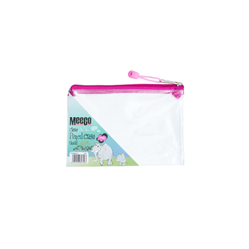 Meeco Clear Pencil Case Pink Small