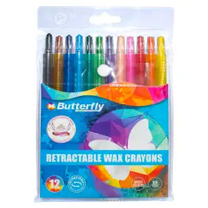 Butterfly Retractable Wax Crayons 12s