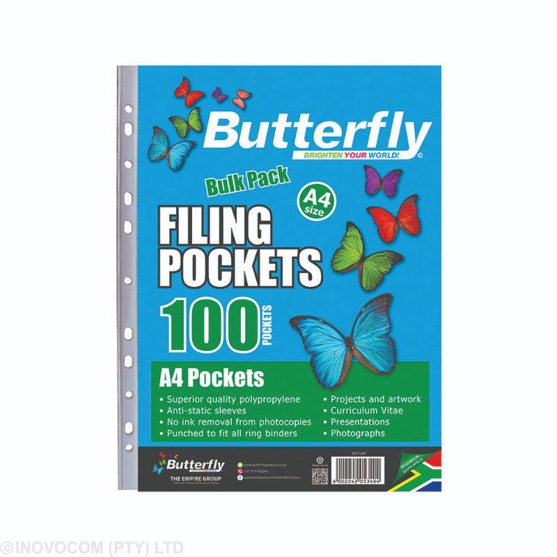 Filing Pocket - A4 40?m - 100 Pocket (Bu
