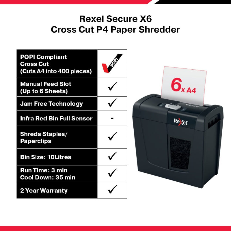 Rexel Secure X6 Cross Cut P4 Paper Shred