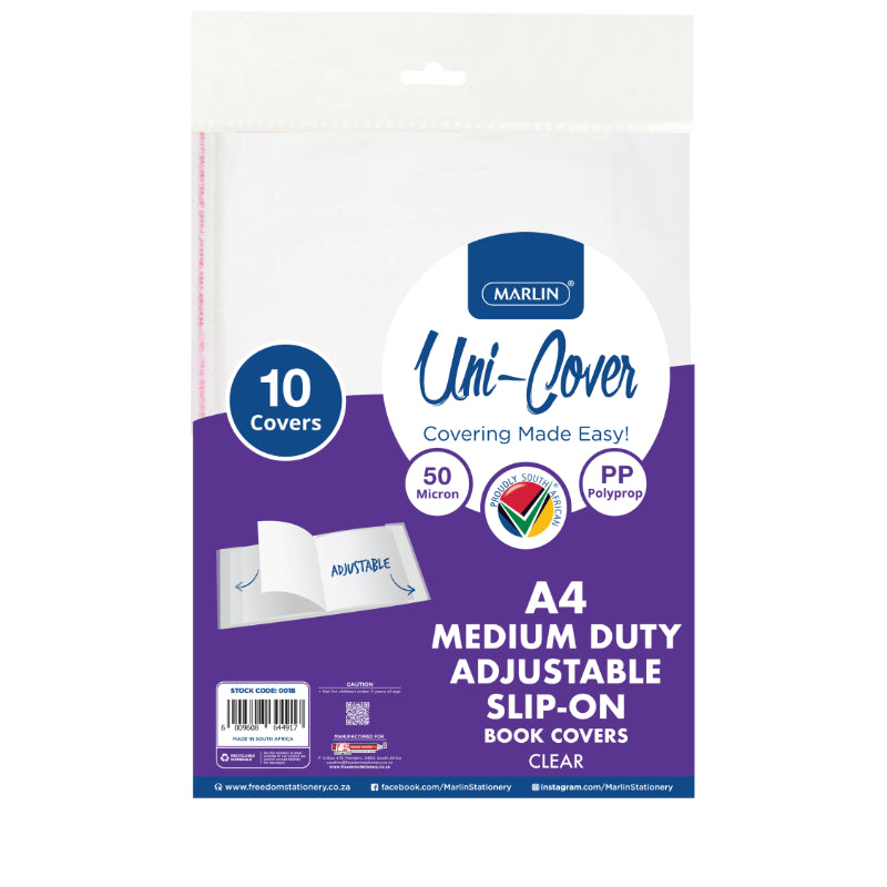 Marlin adjustable book covers A4 10`s 50