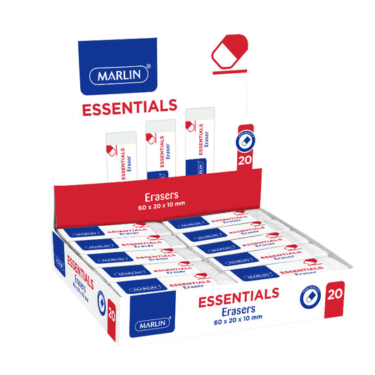 Marlin eraser 20 piece 60 x 20 x 10mm individually wrapped in box