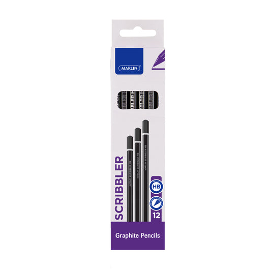 Marlin Scribblers HB end dipped pencil Black & Silver striped box 12's