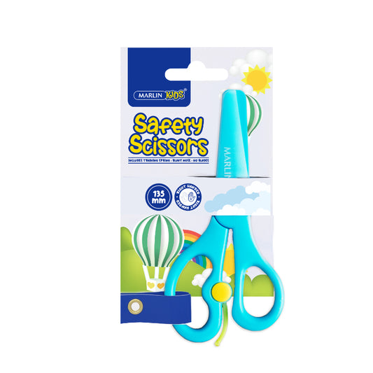 Marlin Kids scissors with training spring 135mm in assorted Blue & Pink