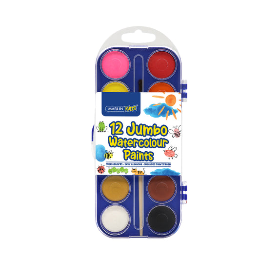 Marlin Kids 12 jumbo water colours + brush in box