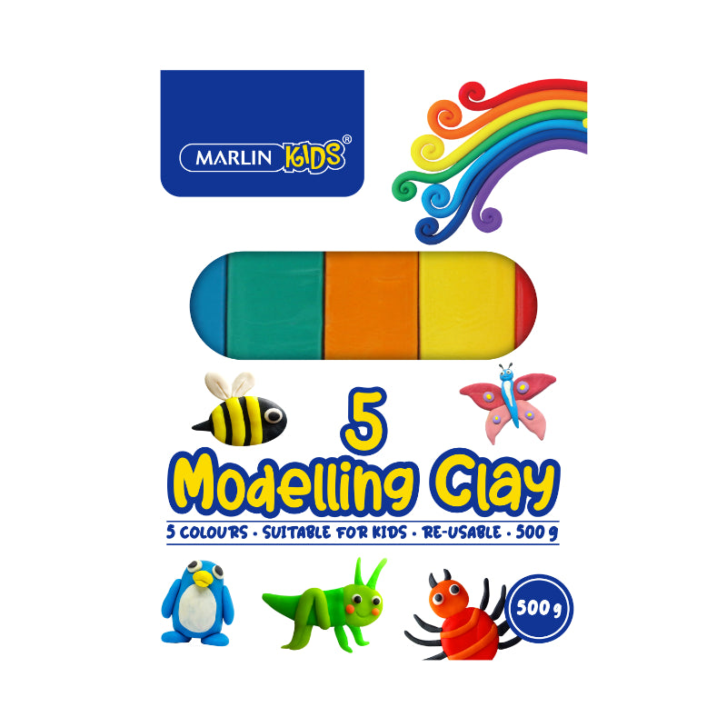 Marlin Kids Modelling clay 500g 5 colours Red/Yellow/Blue/Green/Orange