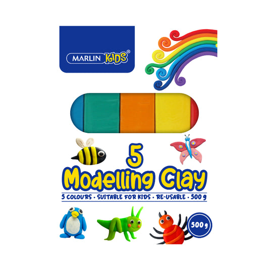 Marlin Kids Modelling clay 500g 5 colours Red/Yellow/Blue/Green/Orange