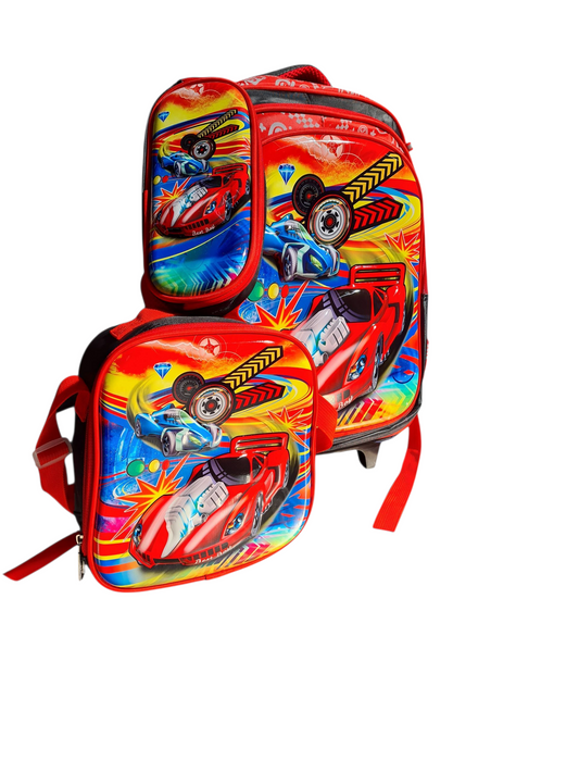 Best Boy Sports Car 3Pc Trolley Bag Black/Red