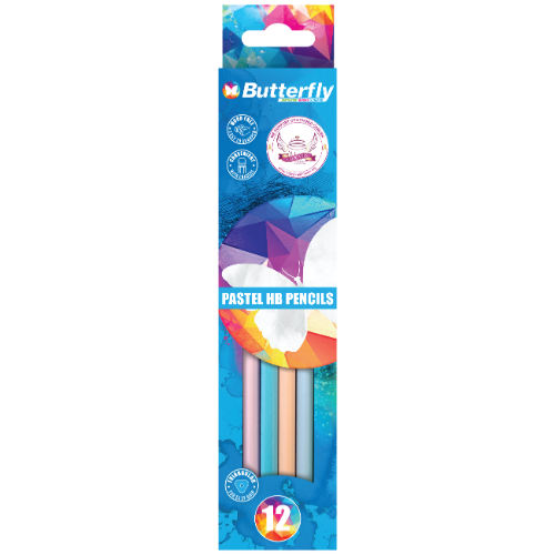 BUTTERFLY PASTEL HB PENCILS 12S
