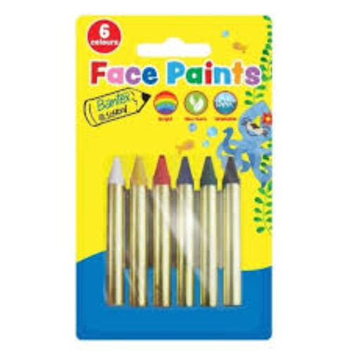 BANTEX FACE PAINT CRAYONS 6'S