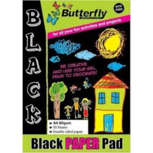 A4 80G BLACK PAPER PAD 50S