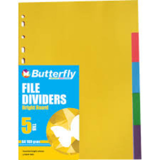 Butterfly 5 Tab Dividers Pvc