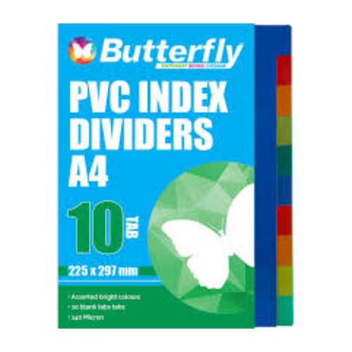 DIVIDERS 1-10 TAB PVC BUTTERFLY