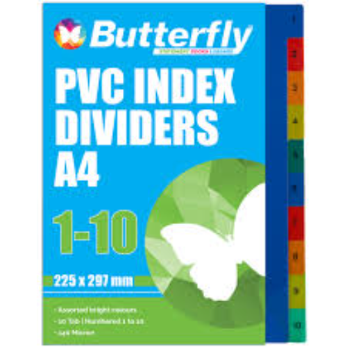 DIVIDERS 1-10 PVC NUMBERED BUTTERFLY