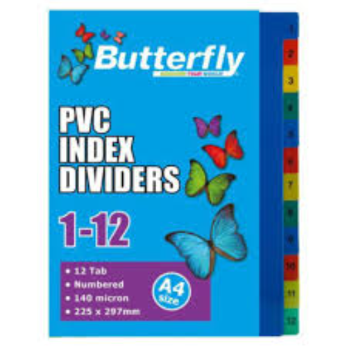 DIVIDERS 1-12 NUMBERED PVC