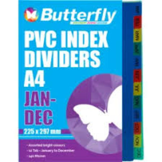 Dividers Jan-Dec Pvc Butterfly