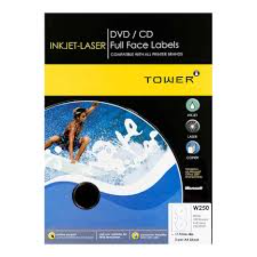 TOWER LABELS A4 W250 CD/DVD 2PER SHT