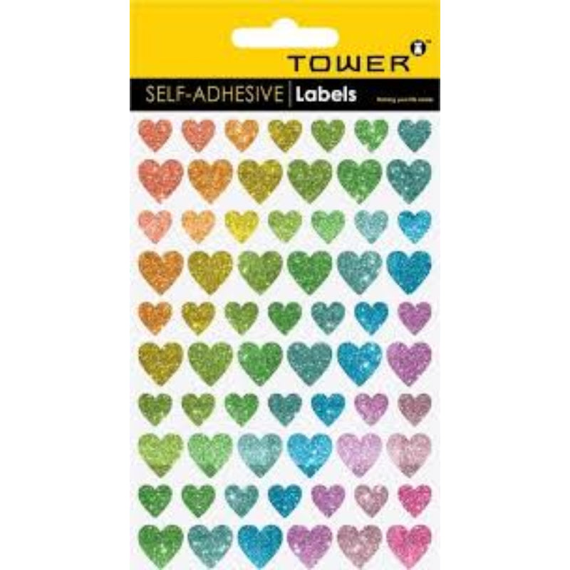 Tower Hearts Mixed Glitter 195 Labels