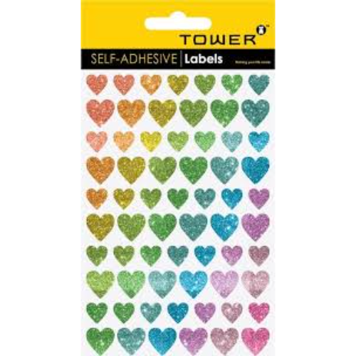 TOWER HEARTS MIXED GLITTER 195 LABELS