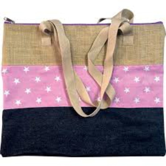 Shoulder Bag Pink Hessian