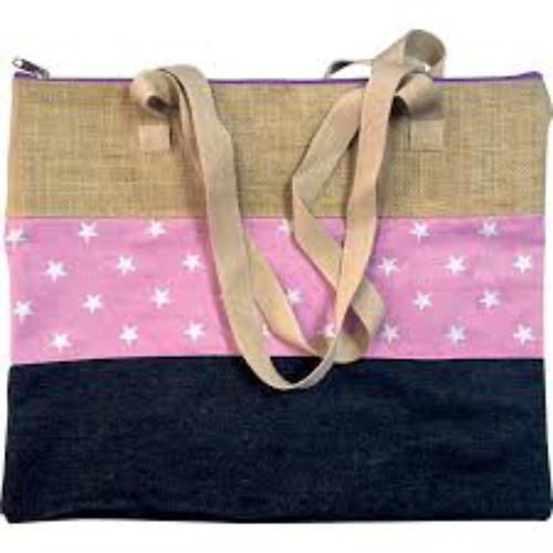 SHOULDER BAG PINK HESSIAN