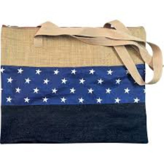 Shoulder Bag Hessian Blue