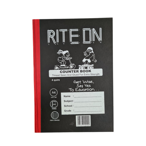 A4 384 Page Feint & Margin Exercise Book – 4 Quire Hardcover School & College Book