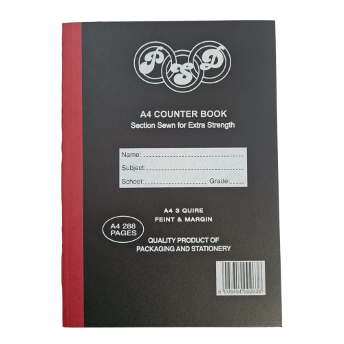 A4 288 Page Feint & Margin Exercise Book – 3 Quire School & College Book