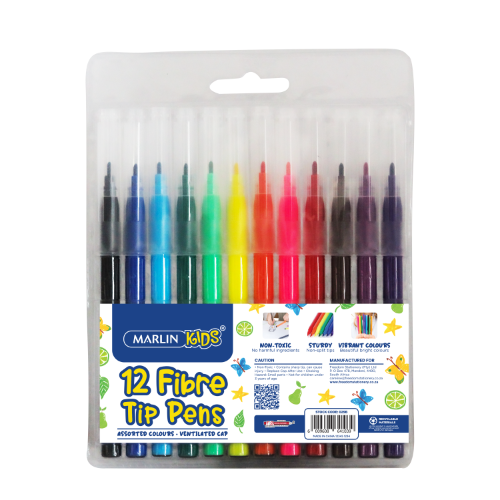 MARLIN KIDS FIBRE TIP PENS 12S