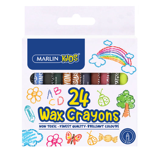 Marlin Kids Wax Crayons 8Mm 24S