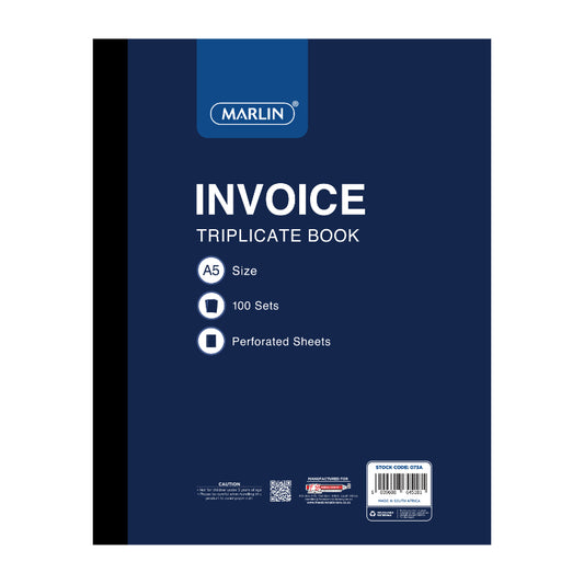 Carbon Book A5 Invoice Triplicate Marlin