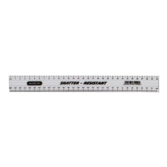 Marlin Clear Shatterproof Ruler 30cm