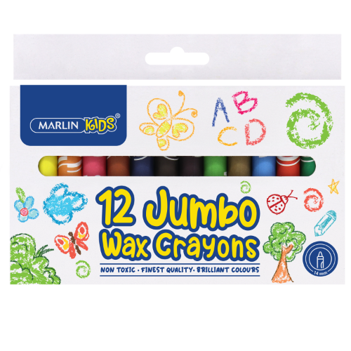 MARLIN KIDS JUMBO WAX CRAYONS 14MM 12S