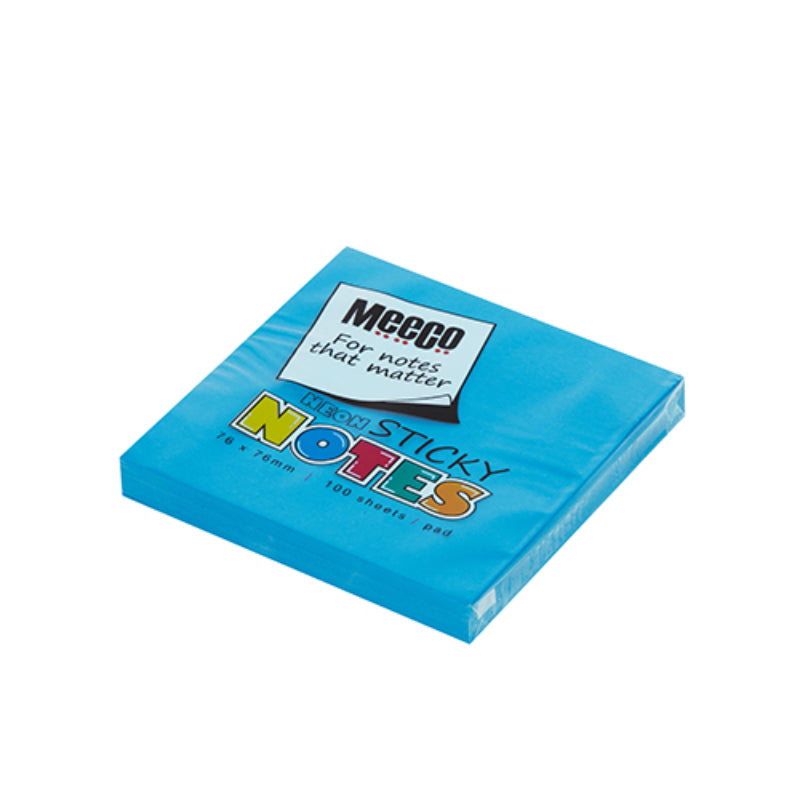 Meeco Sticky Notes Neon Blue 76x76 100s