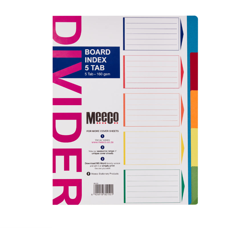 Meeco 5 Tab Dividers Board