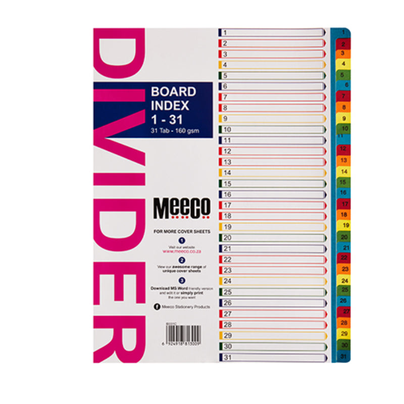 Meeco 1-31 Printed Dividers Board