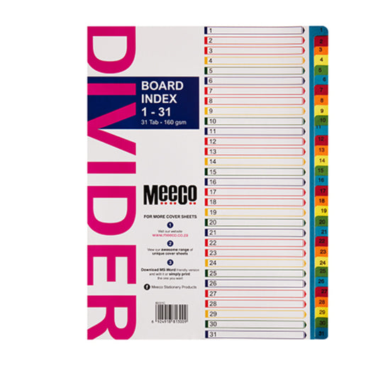 Meeco 1-31 Printed Dividers Board