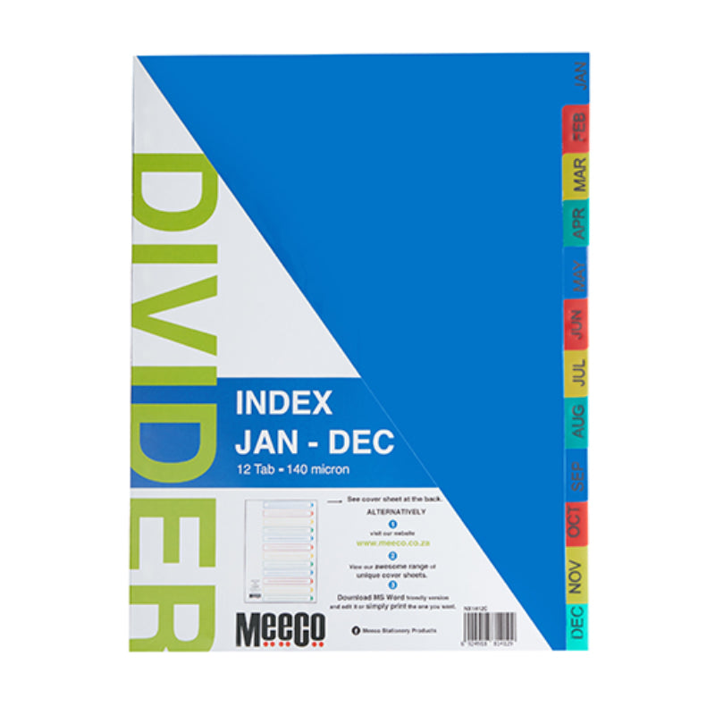 Meeco Jan-Dec Dividers Pvc