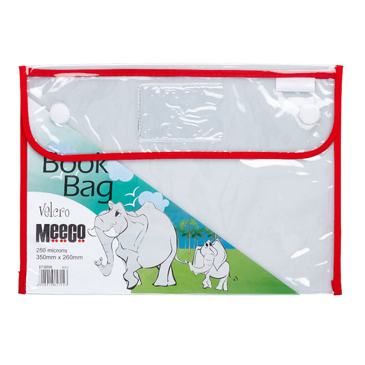 Meeco A4 Clear Book Bag Red Velcro