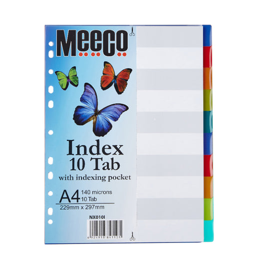 Meeco 10 Tab Dividers Pvc With Pocket