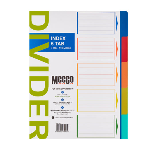 Meeco 5 Tab Dividers Pvc