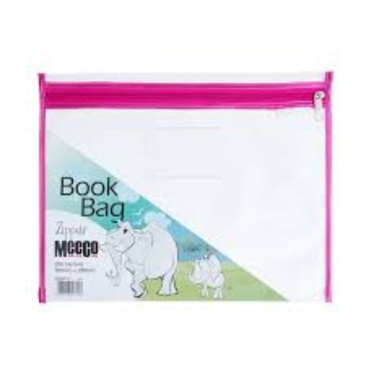 Clear Book Bag/Zip Pink Meeco